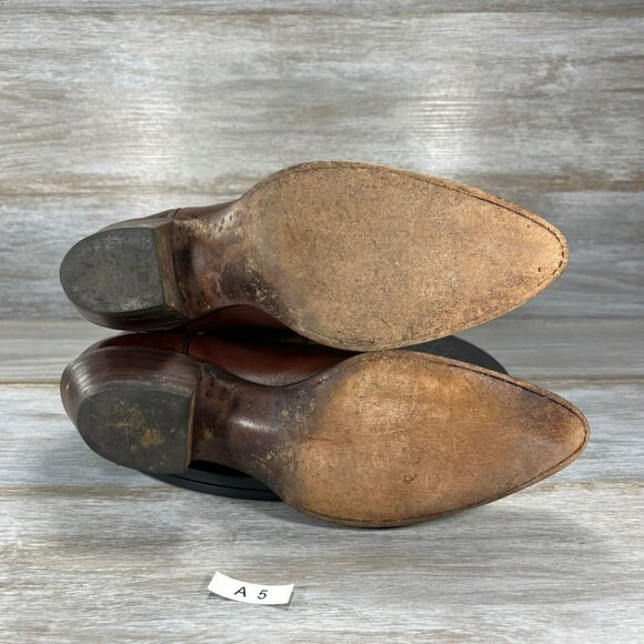 J.Chisholm Women's USA Brown Leather Suede Pointed Toe Western Boots Size 7.5 M - Picture 13 of 14